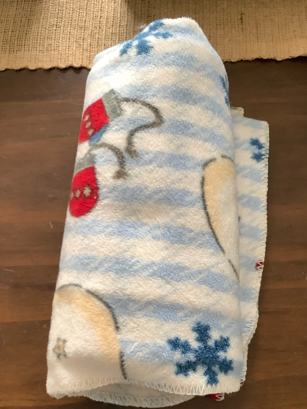 Plush Snowman Holiday Throw Blanket - Blue & White